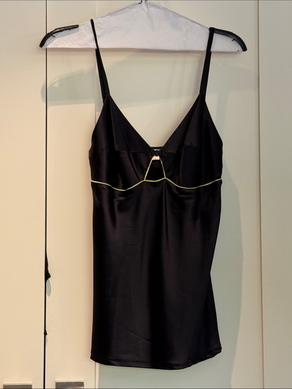 Cherubs Black Silk Slip Chemise with Contrasting Trim